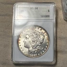 1887P MS64 Morgan Silver old ANACS  soap box holder Rim Toned