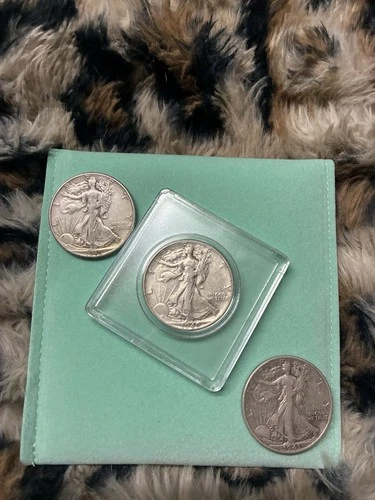 Silver coins- Set Of 3 Walking Liberty 90% Silver 1/2 Dollars 1940, 1943, & 1945