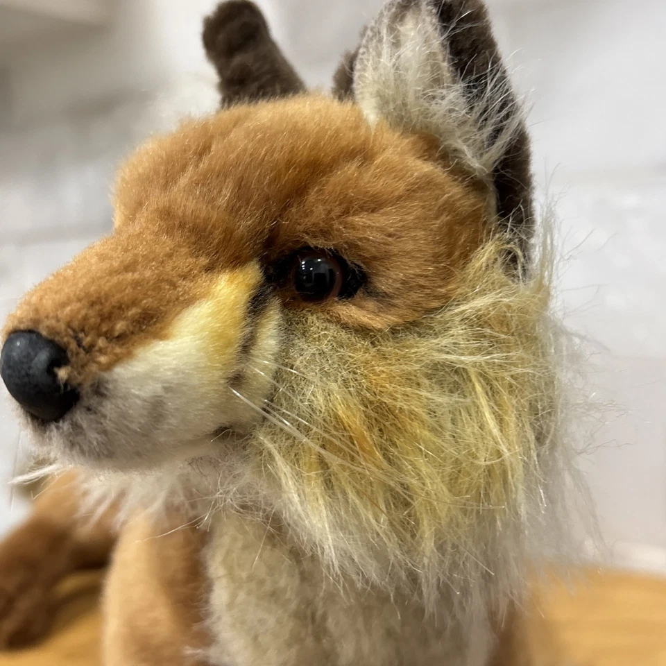 Hansa Lying Red Fox Life Like Realistic Plush Stuffed Animal 2015 NWOT 13” +Tail - Image 3 of 4