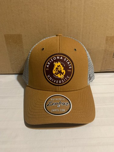 Arizona State Sun Devils NCAA Zephyr Brown Mesh Snapback Adjustable Hat New - 第 1/5 張圖片