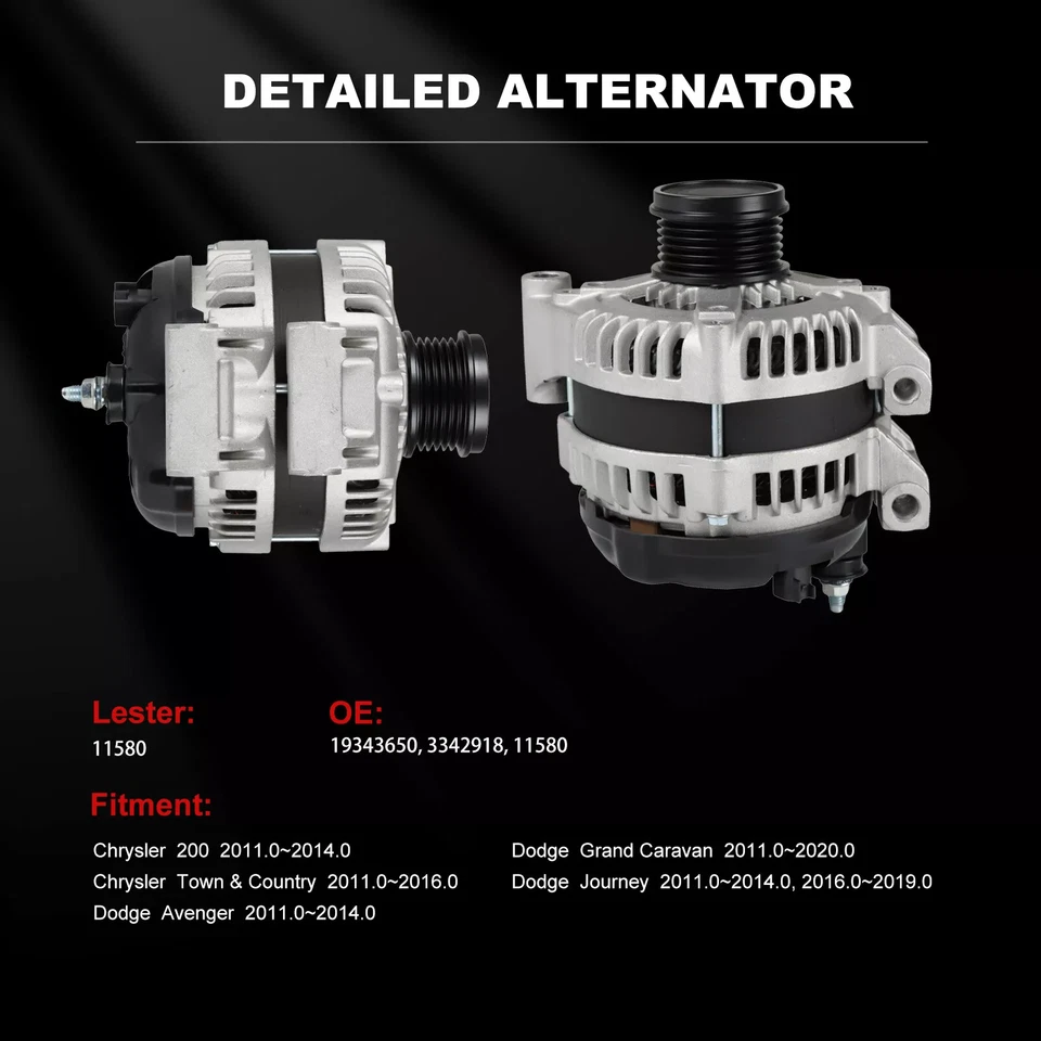 Alternator 11580 For Chrysler Town Country 2011-2015 Chrysler 200 2011-2014 Foto 3 de 4
