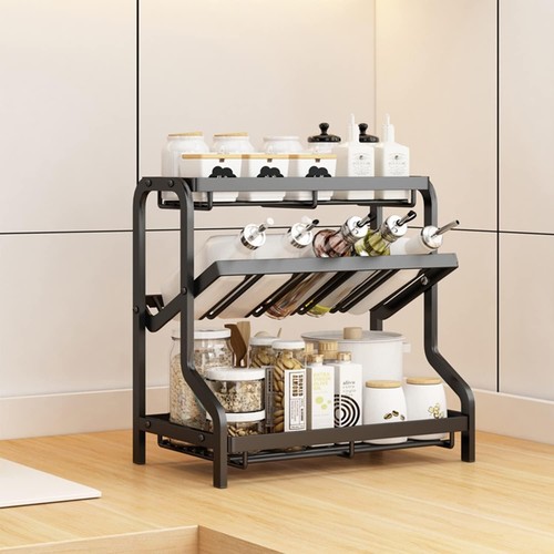 3-Tier Kitchen Spice Organizer Shelf Rack Storage Bar Storage Cabinet Organizat - Picture 4 of 8