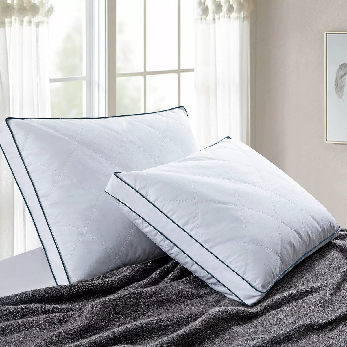 Peace Nest 2 Pack Feather Down Throw Pillow Insert, White, 18 X