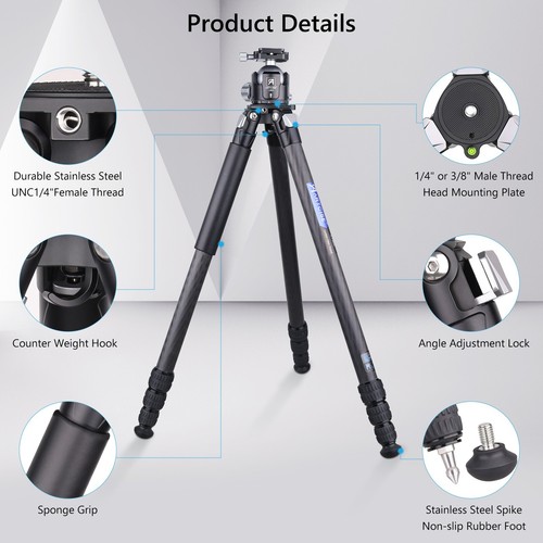 Kohlefaser-Stativ Heavy Duty Kameraweg Tripod mit 52 mm Kugelkopf 32,5 mm Rohr - Bild 10 von 21