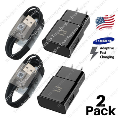 2Pack For Samsung Galaxy Adaptive Fast Charger Kit USB Type C Cable Wall Block