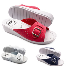 WOMENS SUMMER SLIPPERS SLIPPERS OPEN TOE SLIPPERS GENUINE LEATHER ADJUSTABLE COMFORTABLE BAND