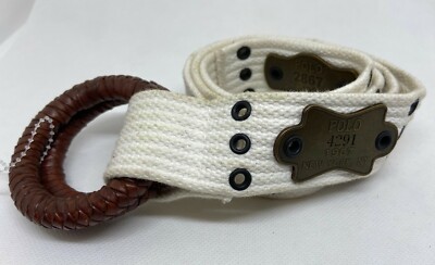 P Ralph Lauren 真鍮プレート Polo Ralph Lauren Vintage Braided Leather Buckles Brass RL Plaque
