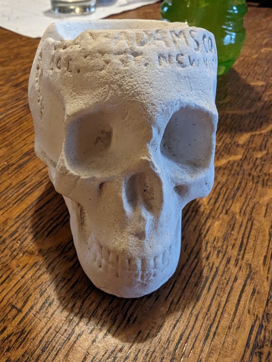 Clay Adams Advertising Skull Ashtray Ca. 1910 Chalkware | eBay