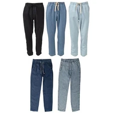 Pull & Bear Mens Lightweight Denim Summer Joggers Elasticated Waist Taper Leg