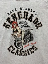 RENEGADE CLASSICS "Ride with Pride"  T Shirt Mens 3XL Gray Motorcycle BackHit