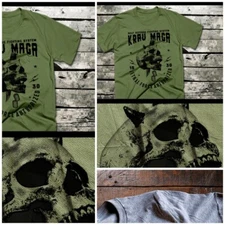 Krav Maga t-shirt martial arts military lethal self defense fighting skull tee