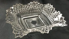 Indianna Glass Diamond Cut Ruffled Ashtray 6.5" x 6.5"