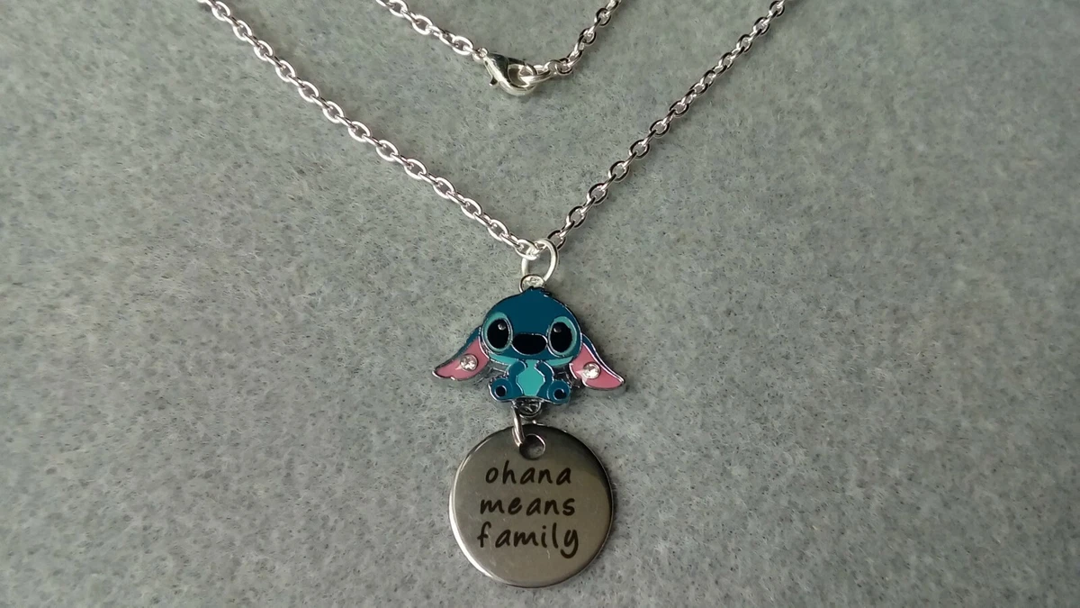 Stitch Ohana Means Family Charm Pendant Necklace 18