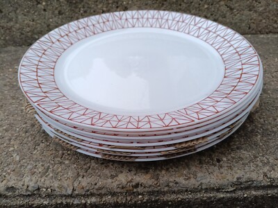 CORELLE LIVINGWARE GRAPHIC STITCH  10 1/2  DINNER PLATES     SET OF 8 BRAND NEW