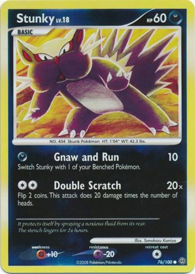 Pokemon - Stunky - 76/100 - Common - Reverse Holo - Majestic Dawn - NM