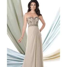 Montage By Mon Cheri Prom Gown Dress Wedding Formal Occasion Tan 6 / 8