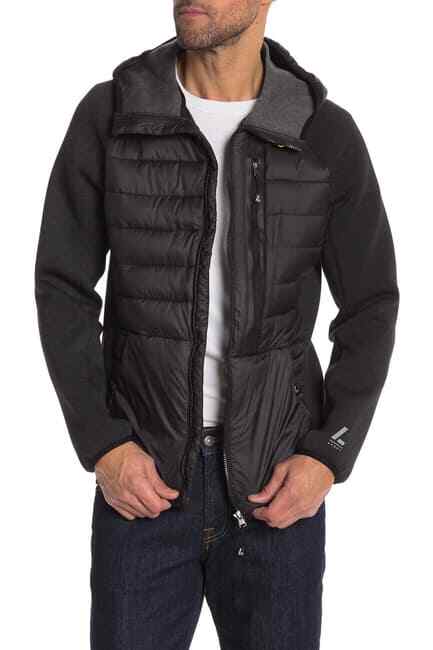 300 долларов США Lindbergh, Стеганая комбинированная куртка, Черный/серый,XXL