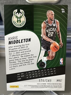 その他 Khris Middleton rc auto panini KHRIS MIDDLETON 2022-23 PANINI REVOLUTION COSMIC /149 BUCKS | eBay