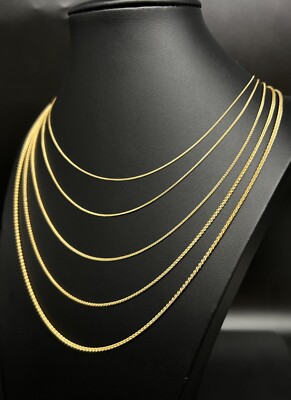 14K MASSIVE Gelbgold Weizenkette Halskette, 14k Gold 0,9mm - 2,1mm Weizenkette