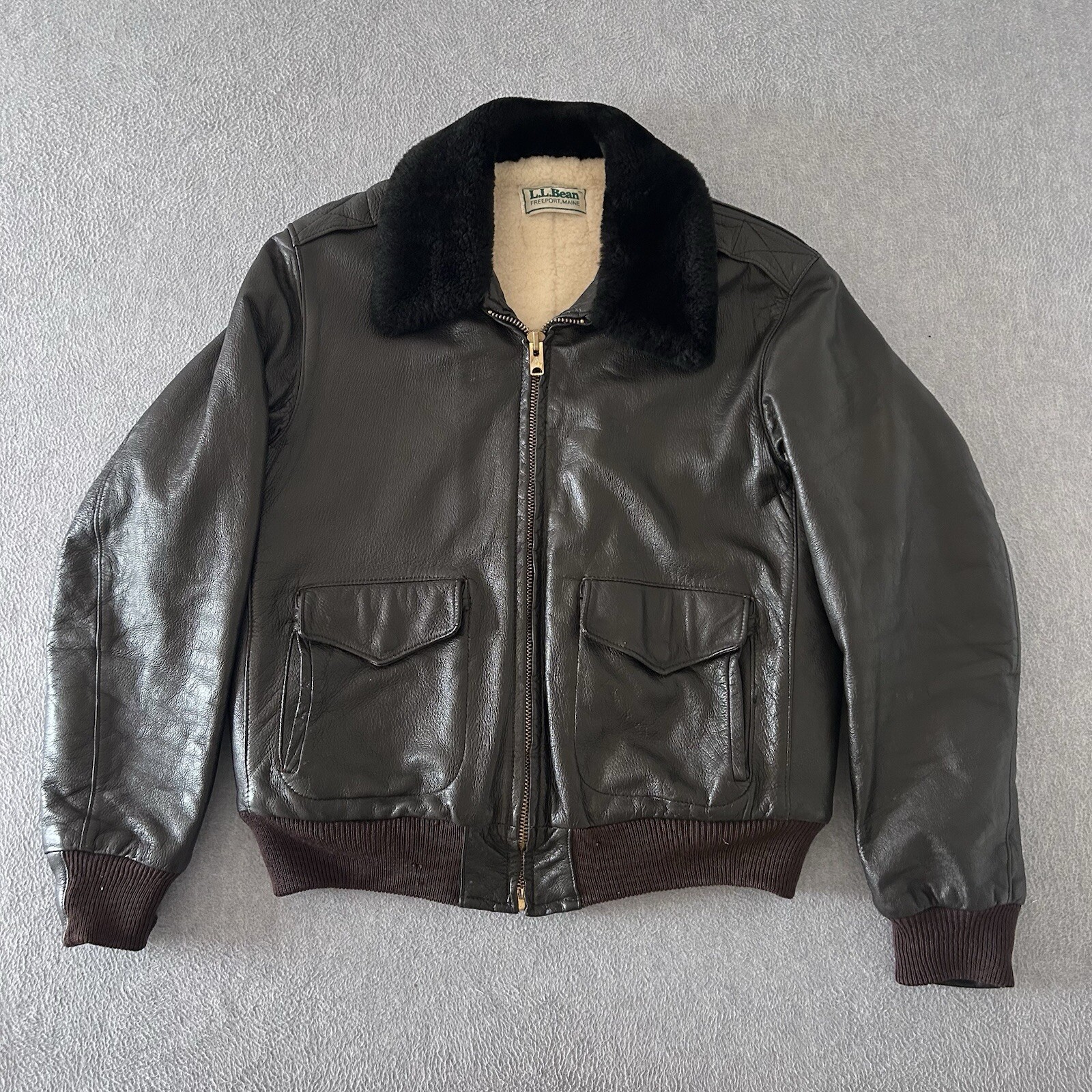 VINTAGE LL BEAN LEATHER BOMBER JACKET VINTAGE LL BEAN LEATHER BOMBER JACKET