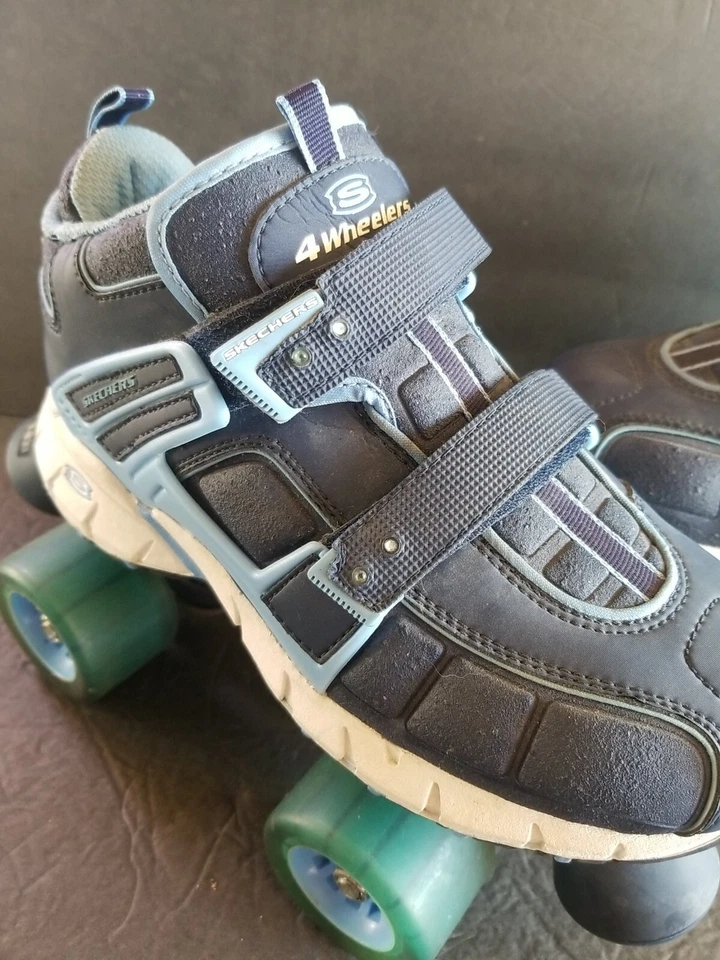 Skechers 4 Ruedas Mujer Patines EE. UU. Talla 4 Azul Marino Bebé Verde Ruedas Foto 2 de 4