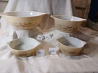 Pyrex Forest Fancies Mushroom Vtg Dish Set Of 4-444, 475, 472,471 No Lids