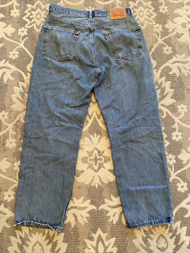 LEVIS 550 Relaxed Fit Men’s Blue Jeans Size 34 X 30 Red Tab Distressed - Picture 2 of 8