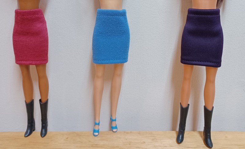 Barbie 11 1/2" Doll Clothing Skirts Qty 3: Raspberry, Sky Blue, Eggplant