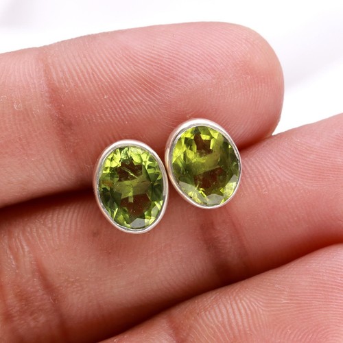 Natural Peridot Oval Shape Boho Earrings 925 Sterling Silver Gold Fill Jewelry - Picture 10 of 10