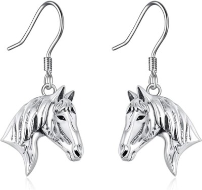 925 Sterling Silver Horse Dangle Drop Earrings Jewelry Gift for