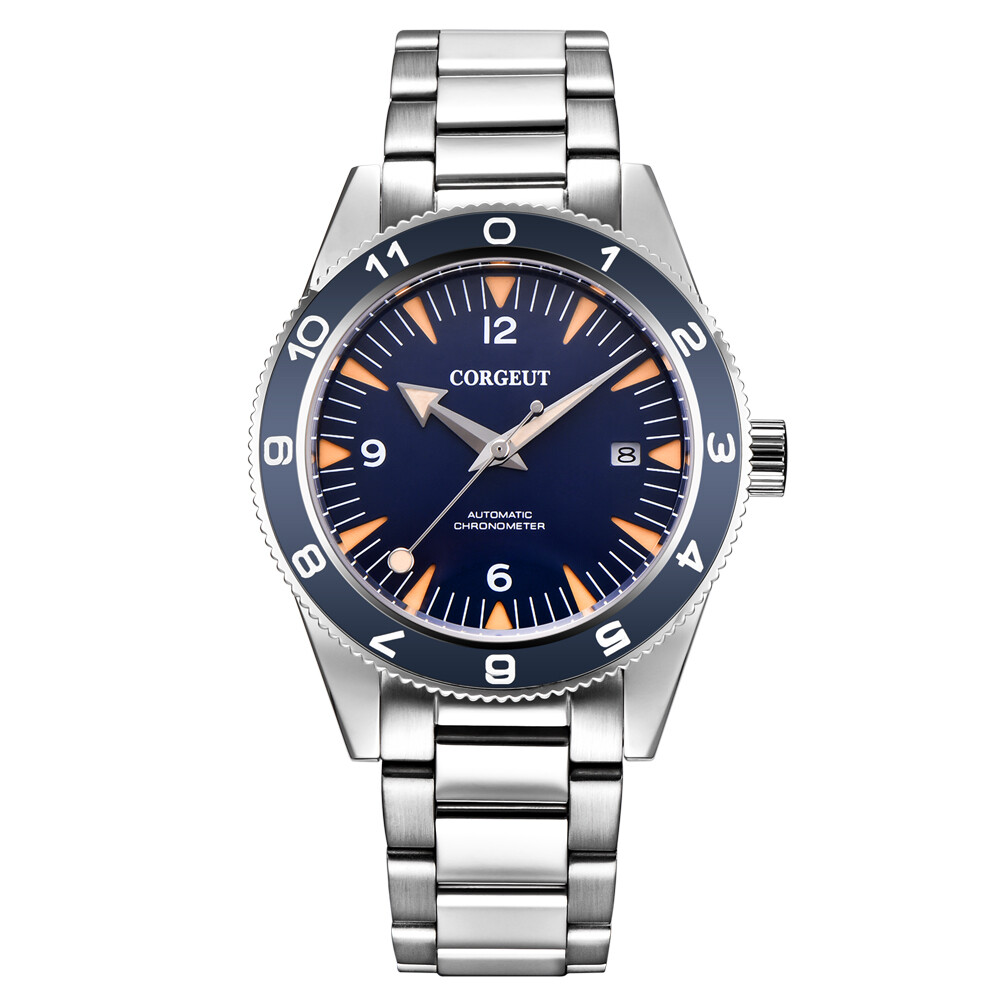 Homage Corgeut Automatic Watch 41mm Corgeut Blue Dial Steel Band