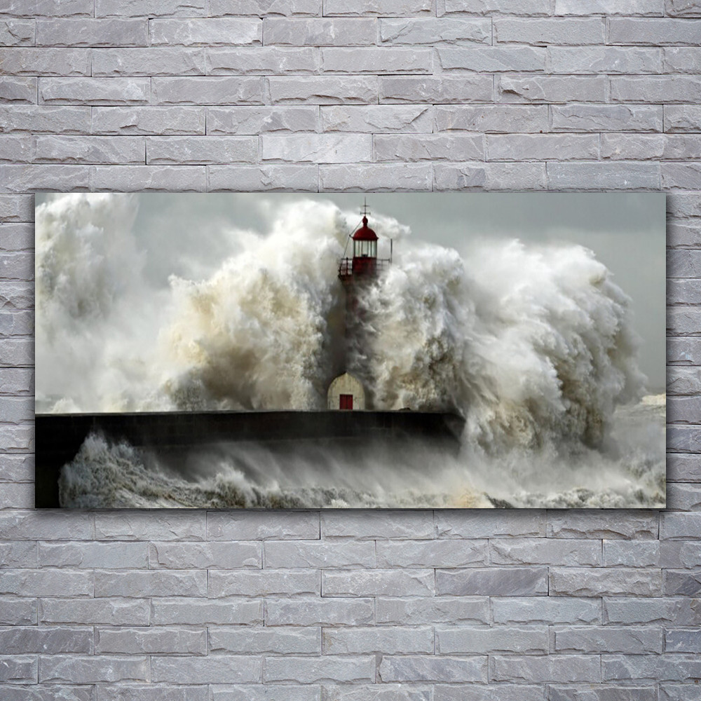Tableau impression paysage phare breton verre acrylique 120x60cm