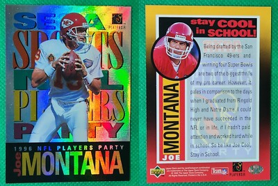 rare joe montana cards 1996 NFL Players Party RARE Joe Montana Upper Deck SEGA SPORT Kansas City  Chiefs