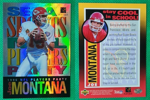 1996 NFL Players Party RARE Joe Montana Upper Deck SEGA SPORT Kansas City Chiefs