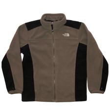 The North Face Boys Jacket Large 14 16 Fleece Full Zip Black Brown
