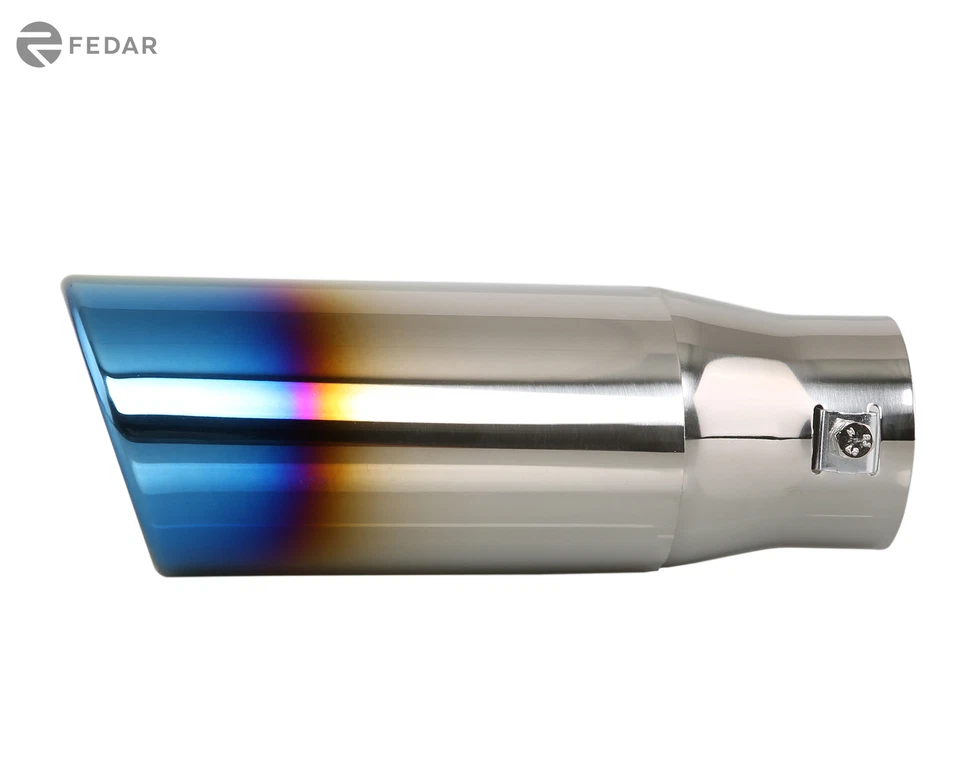 Punta de tubo de escape de corte angular de doble pared quemada 2,25" ID 3,2X3,9" OD 7,9" Foto 2 de 4