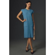 Anthropologie Maeve M Muscle Column Midi Sweater Dress Sweaterdress Blue New