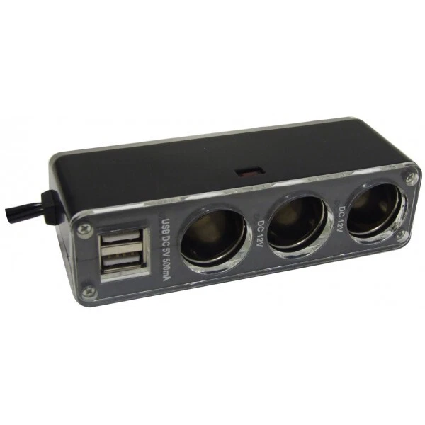 Streetwize 12V Triple Socket With Twin USB SWPS9