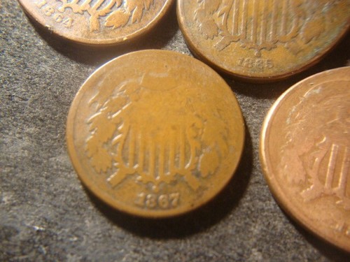 1864 1865 1866 1867 1868 Dated Solid Two Cents 2 Cents Piece Nice Flan HZX - Picture 4 of 6