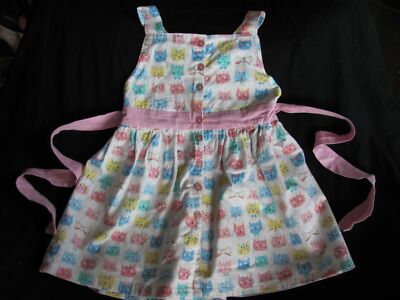 White Pink Blue Cat Top Summery Size 6/7 handmade