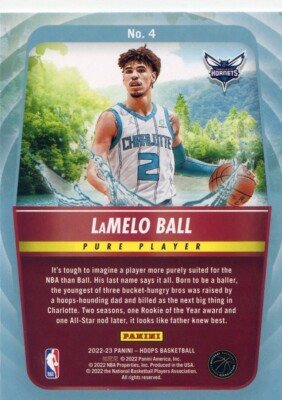 2022-23 Panini Hoops NBA LAMELO BALL PURE PLAYERS #4 HORNETS