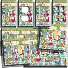 RETRO HOUSEWIFES 50'S KITCHEN LIGHT SWITCH OUTLET WALL PLATES DINING ROOM DECOR