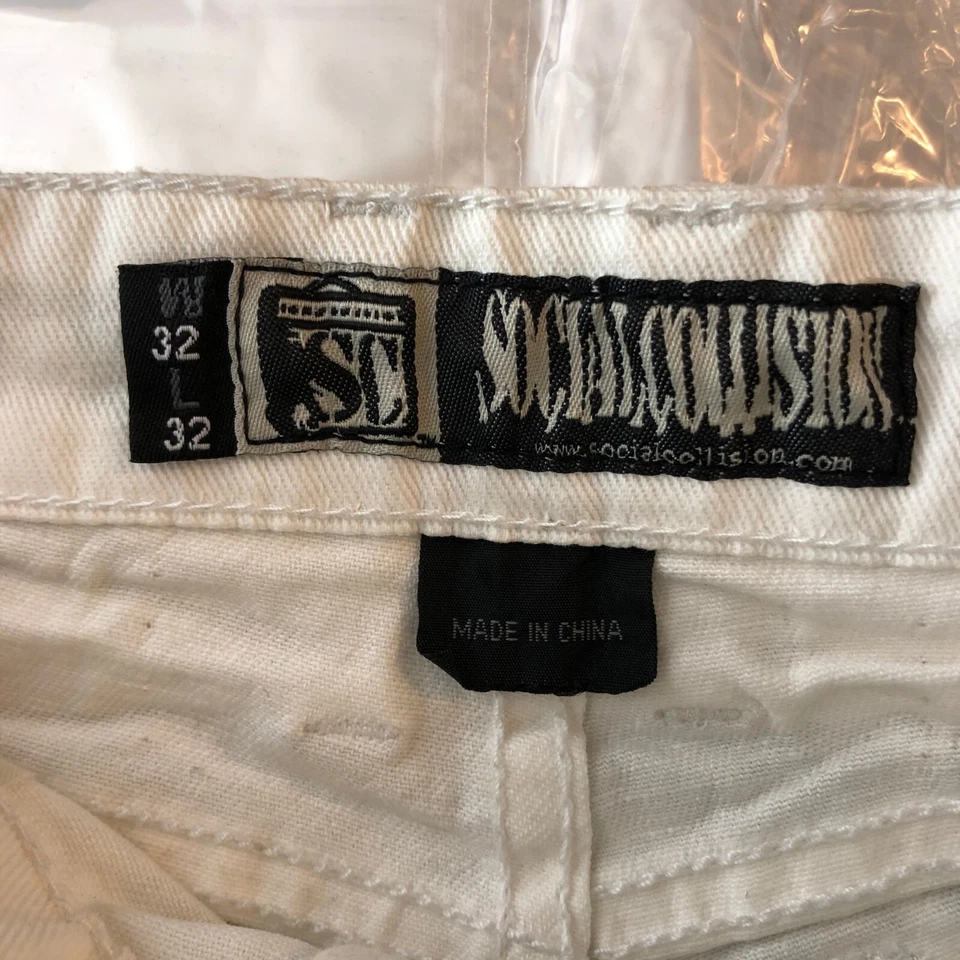 Social Collision Mens Faded Acid Wash Slim-Fit Jeans Button Fly Goth Punk 32x32 - Image 3 of 4