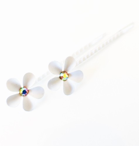 USA VERKÄUFER Haarnadel Strass Kristall Haarspange Haarnadel Braut Blume weiß K1 - Bild 2 von 3