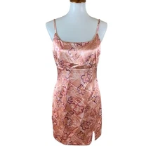 Wild Fable Pink Velvet Floral Print Slip Dress Mini Spaghetti Strap Medium