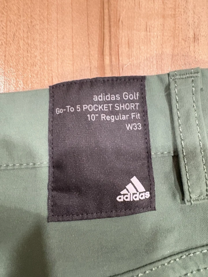 Pantalones Cortos de Golf Adidas Verde Golf Go-To 5 Bolsillos, Ajuste Regular 10” W33 (Al Por Menor: $80) Foto 3 de 3