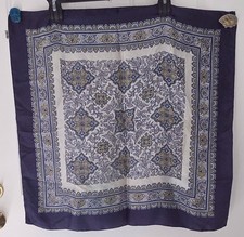 Liberty of London Vintage Silk Scarf Floral Blue Border Square Paisley Print 26  