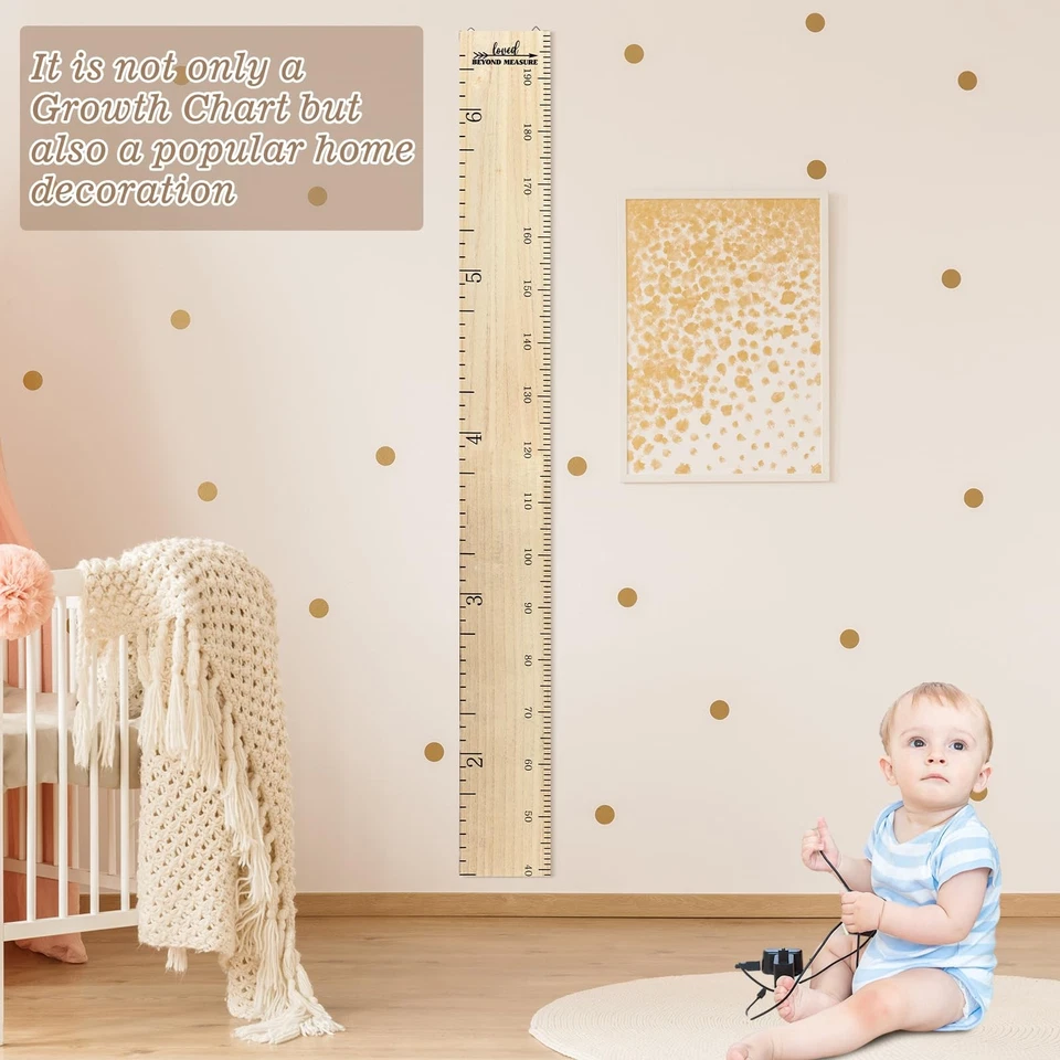 Regla de madera Eersida tabla de crecimiento para niños decoración de pared de guardería niños niñas altura... Foto 4 de 4