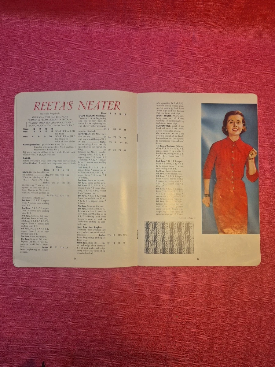 Suéter Vintage American Thread Star Book Nº 125 Tejido Crochet Patrones Años 50