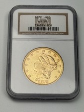 1872 $20 Gold Liberty Double Eagle NGC AU 58